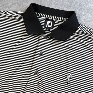 FootJoy Men's XL ProDry Striped Golf Polo Shirt Black White 32734 Short Sleeve